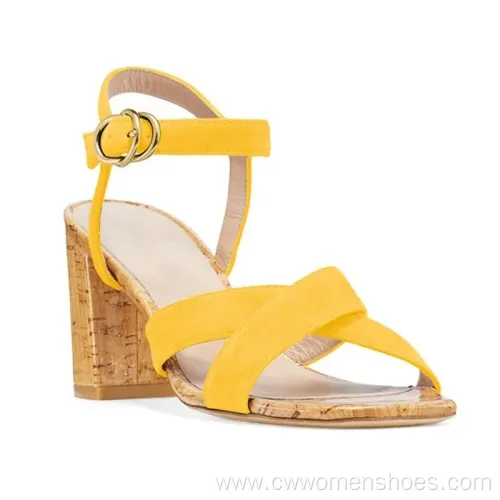 Chunky Heel Sandals with Ankle Strap